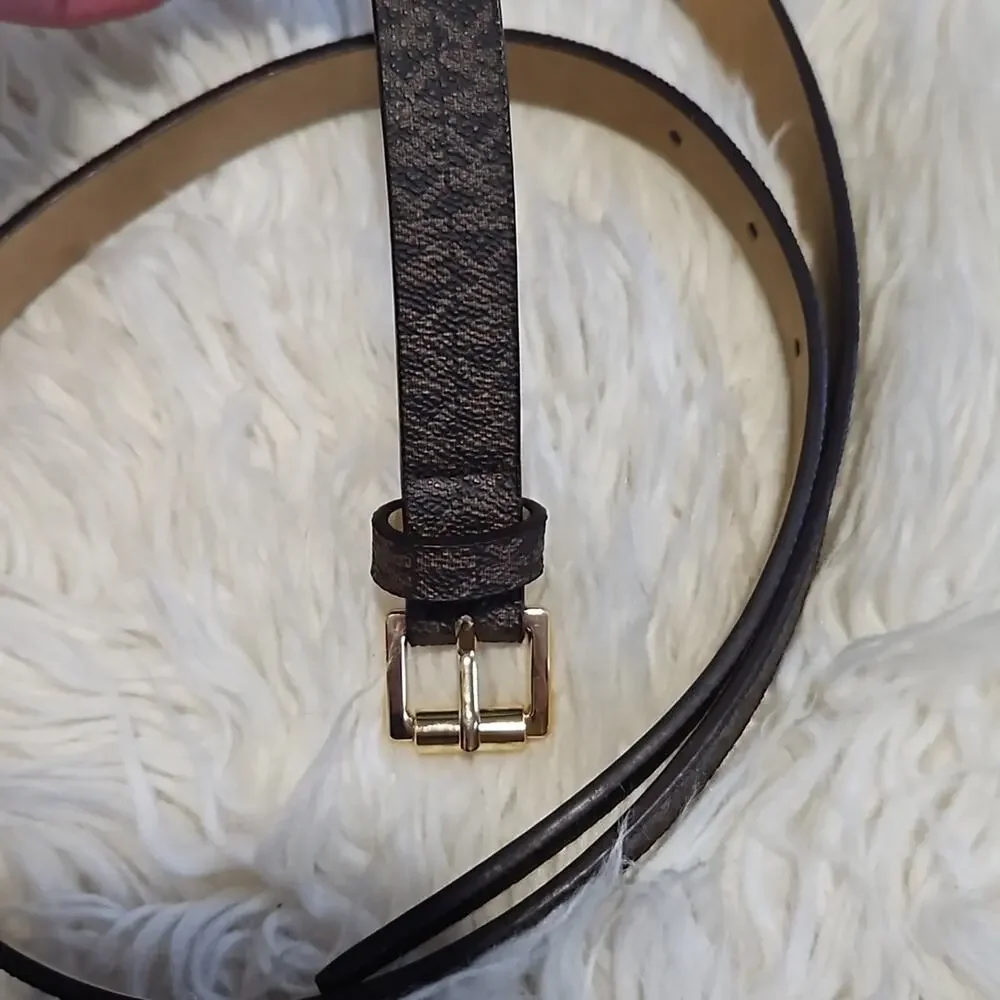 Michael  Michael Kors Brown Logo Skinny Trouser belt
